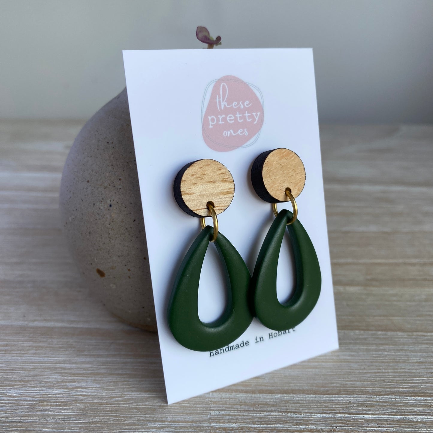 ‘Deep Olive' Midi Dangles: Teardrop Donuts