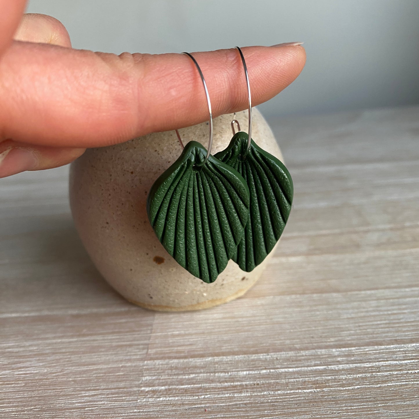 ‘Leaf drop’ Midi Dangles: Olive