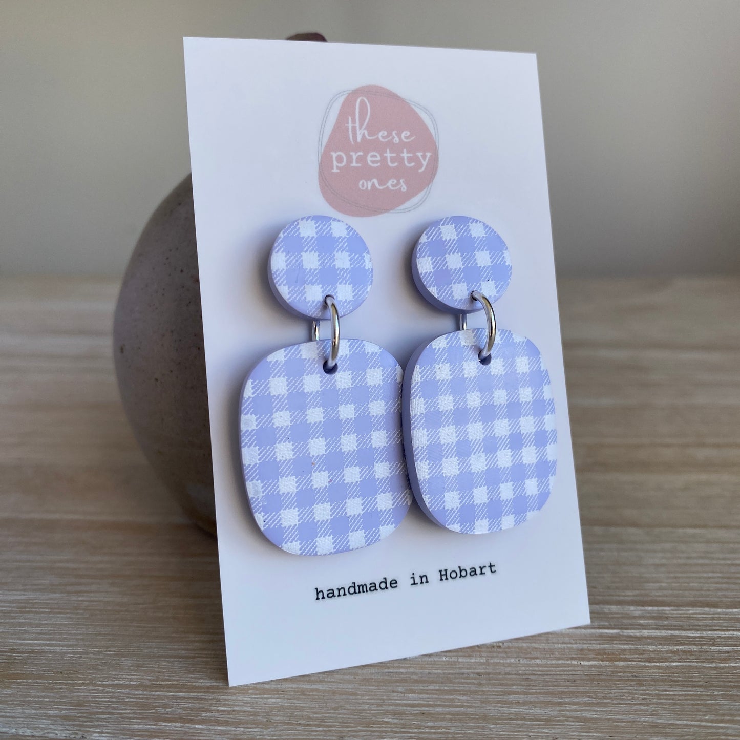 'Lilac Gingham' Midi Dangles