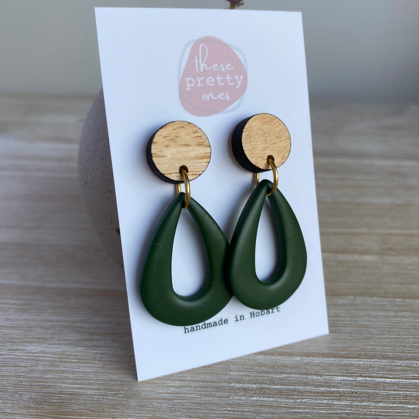 ‘Deep Olive' Midi Dangles: Teardrop Donuts