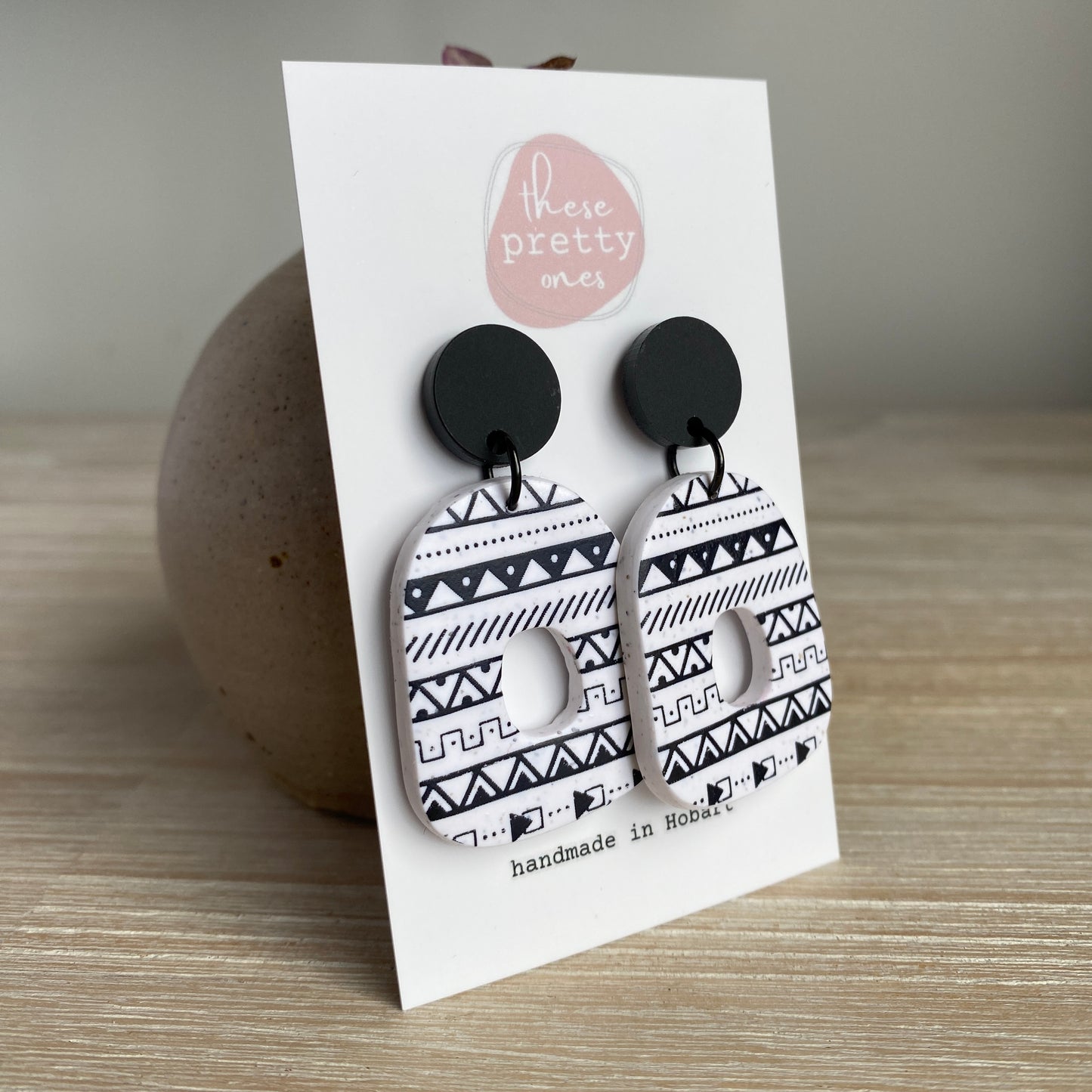‘Aztec’ Statement Dangles: Organic Wide Donuts