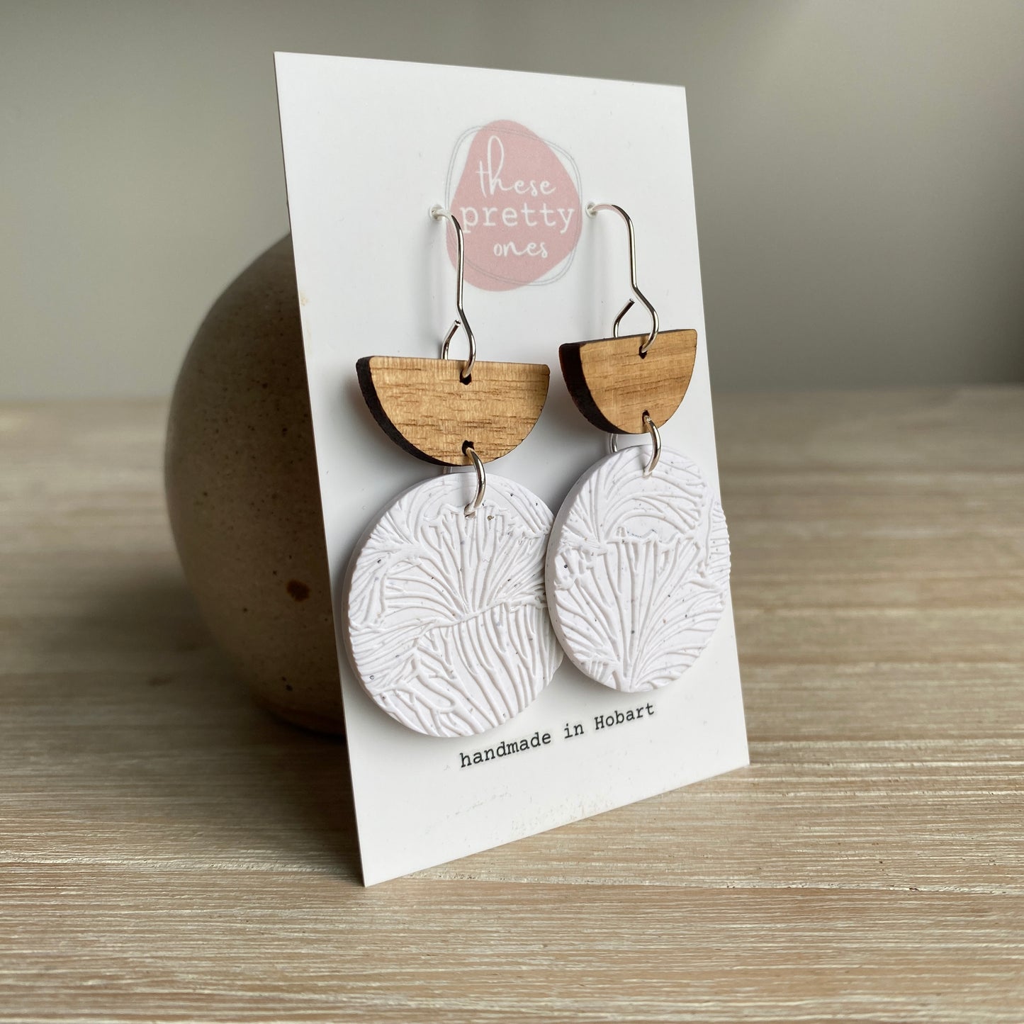 ‘White Speckle’ Statement Dangles: Hannah