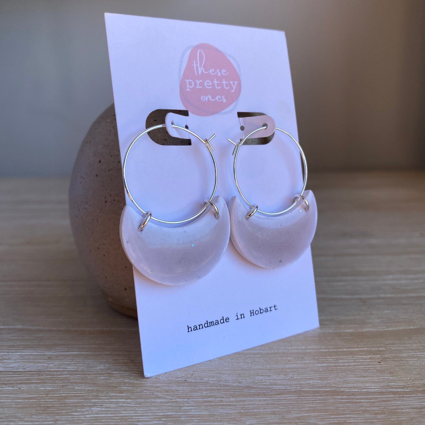 'Moon Hoops' Dangles: Gloss Taupe