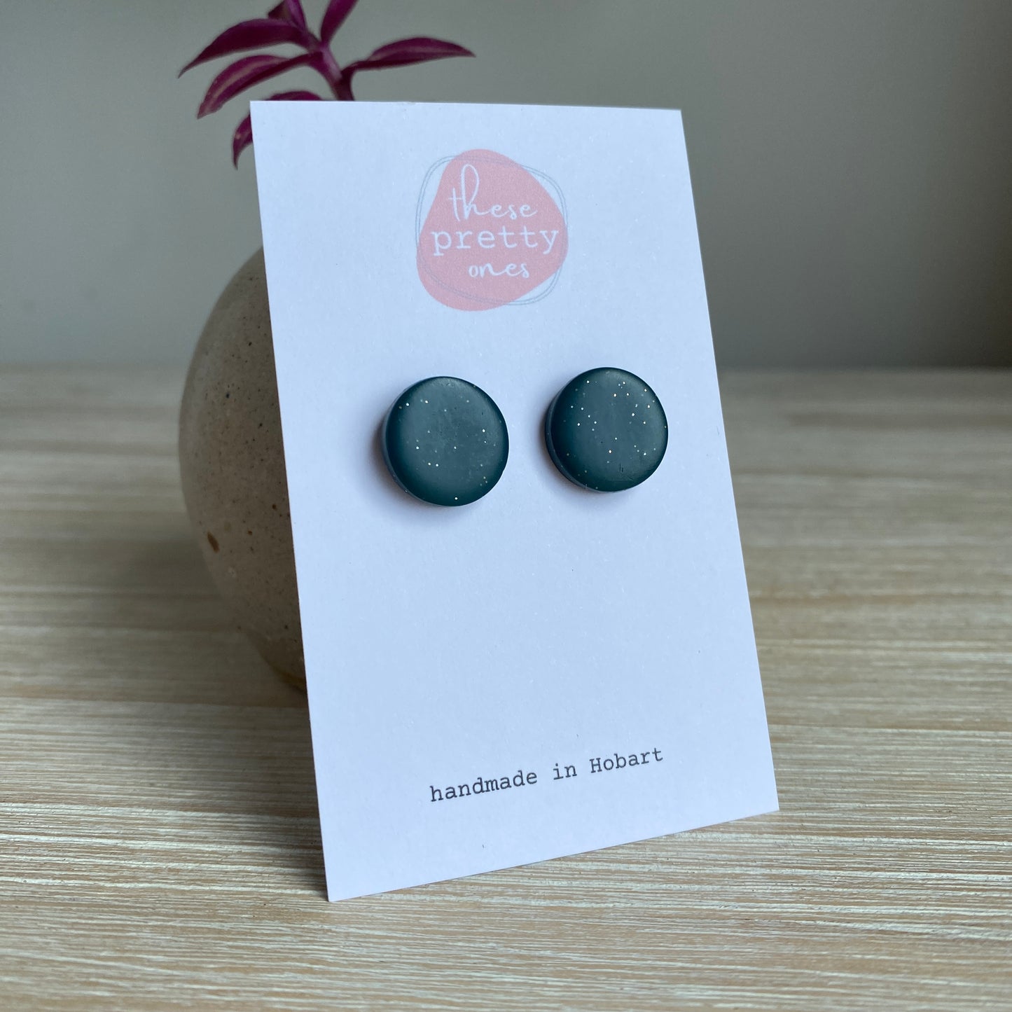 'Tis the Season' Midi Studs: Teal Sparkle Round