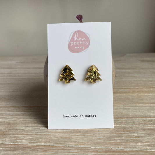 ‘Tis the Season' Midi Studs: Glitter Trees in Gold