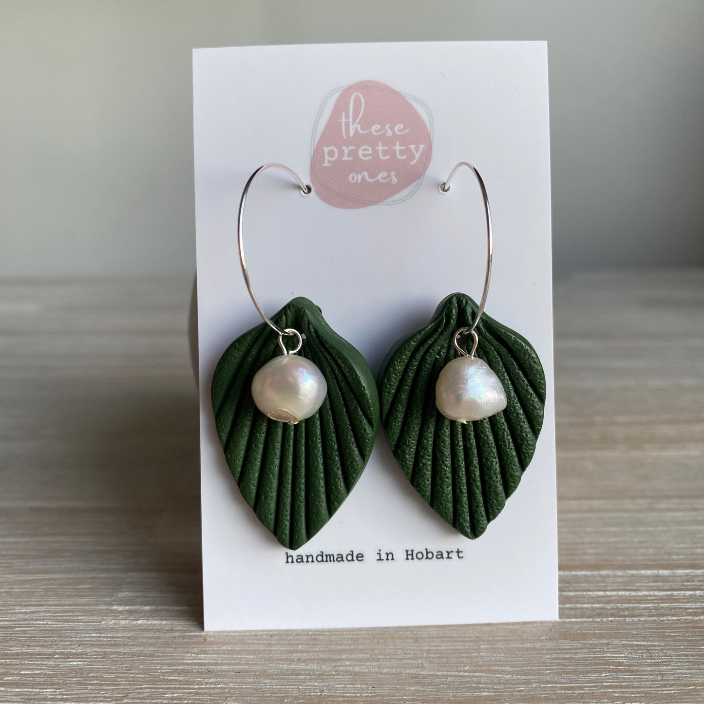 ‘Leaf drop’ Midi Dangles: Olive