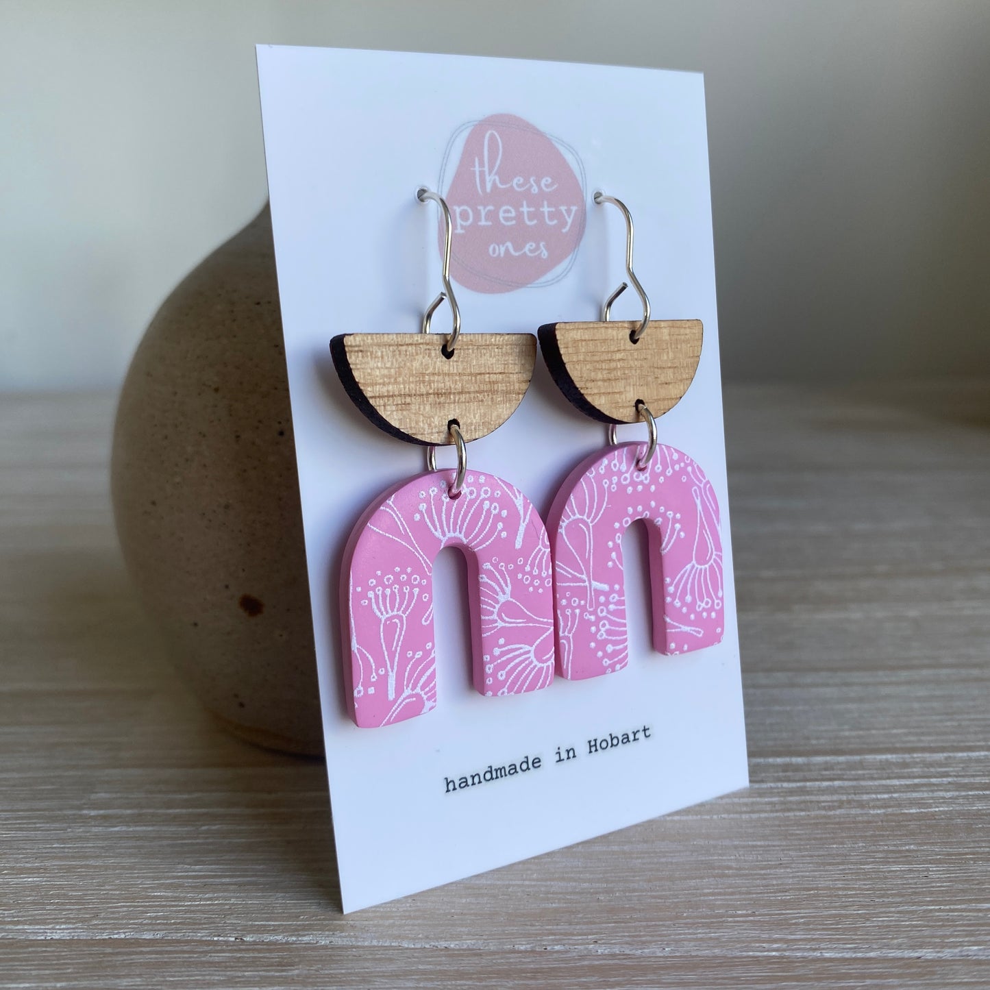 'Australiana' Midi Dangles: Pink Blossom Arches