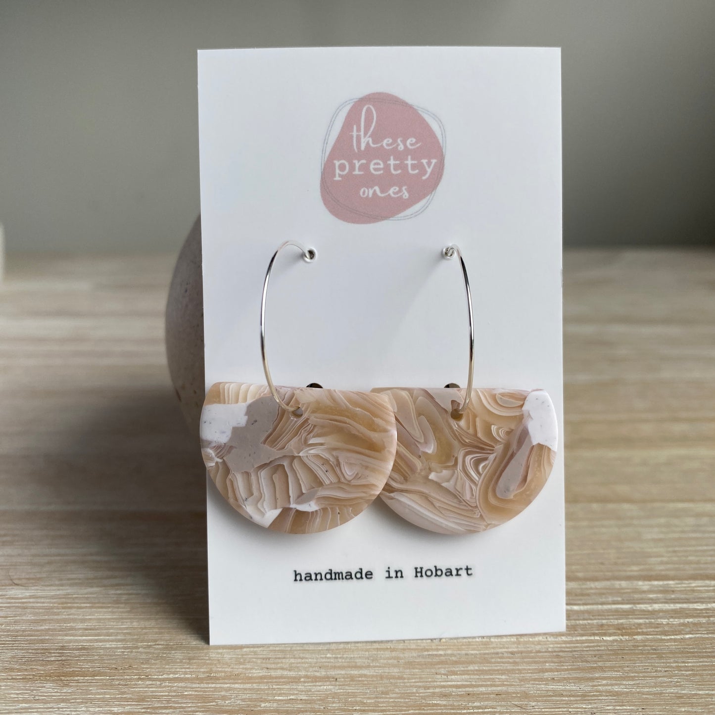 'Oat Marble' Midi Dangles: Ava