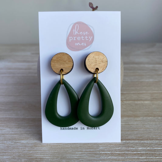 ‘Deep Olive' Midi Dangles: Teardrop Donuts