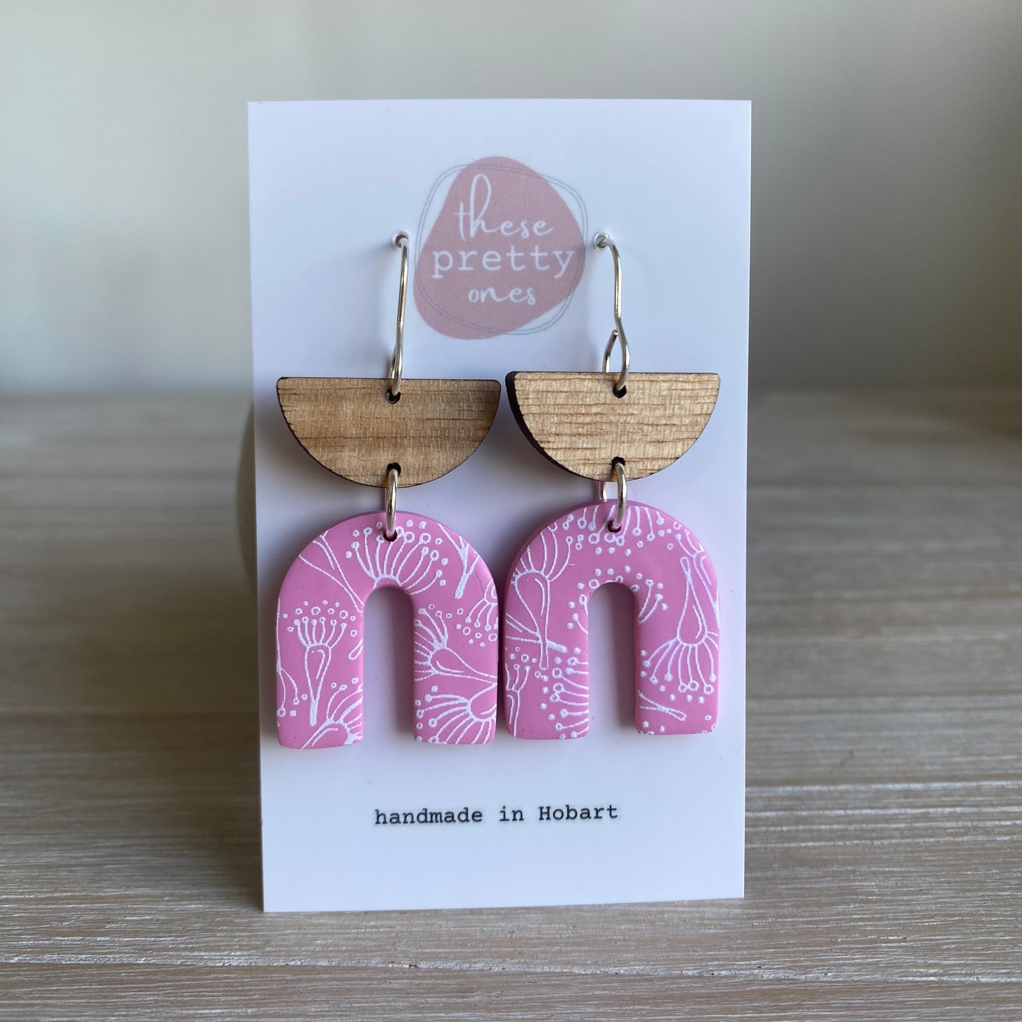 'Australiana' Midi Dangles: Pink Blossom Arches