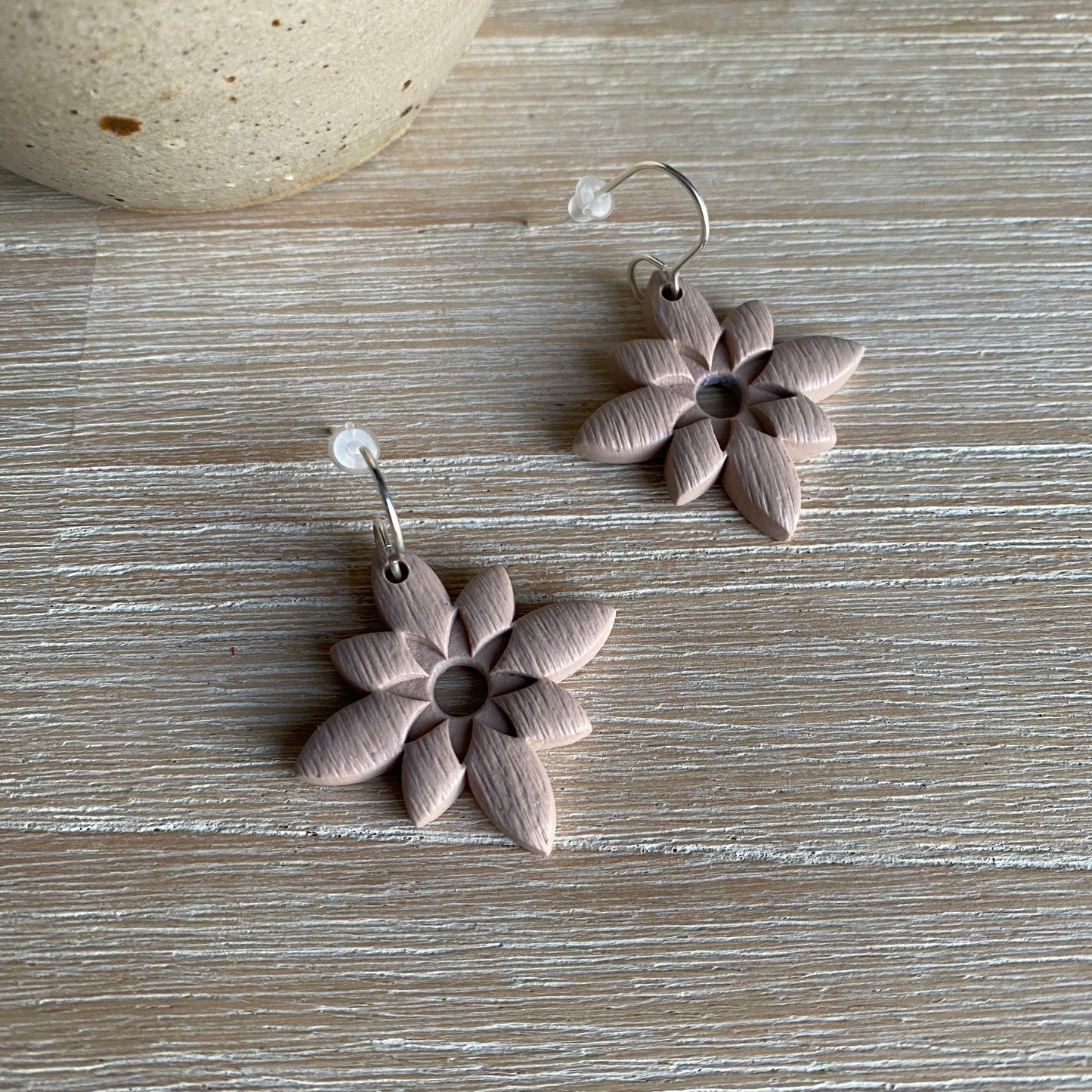 ‘Aztec Drops’ Midi Dangles: Beige