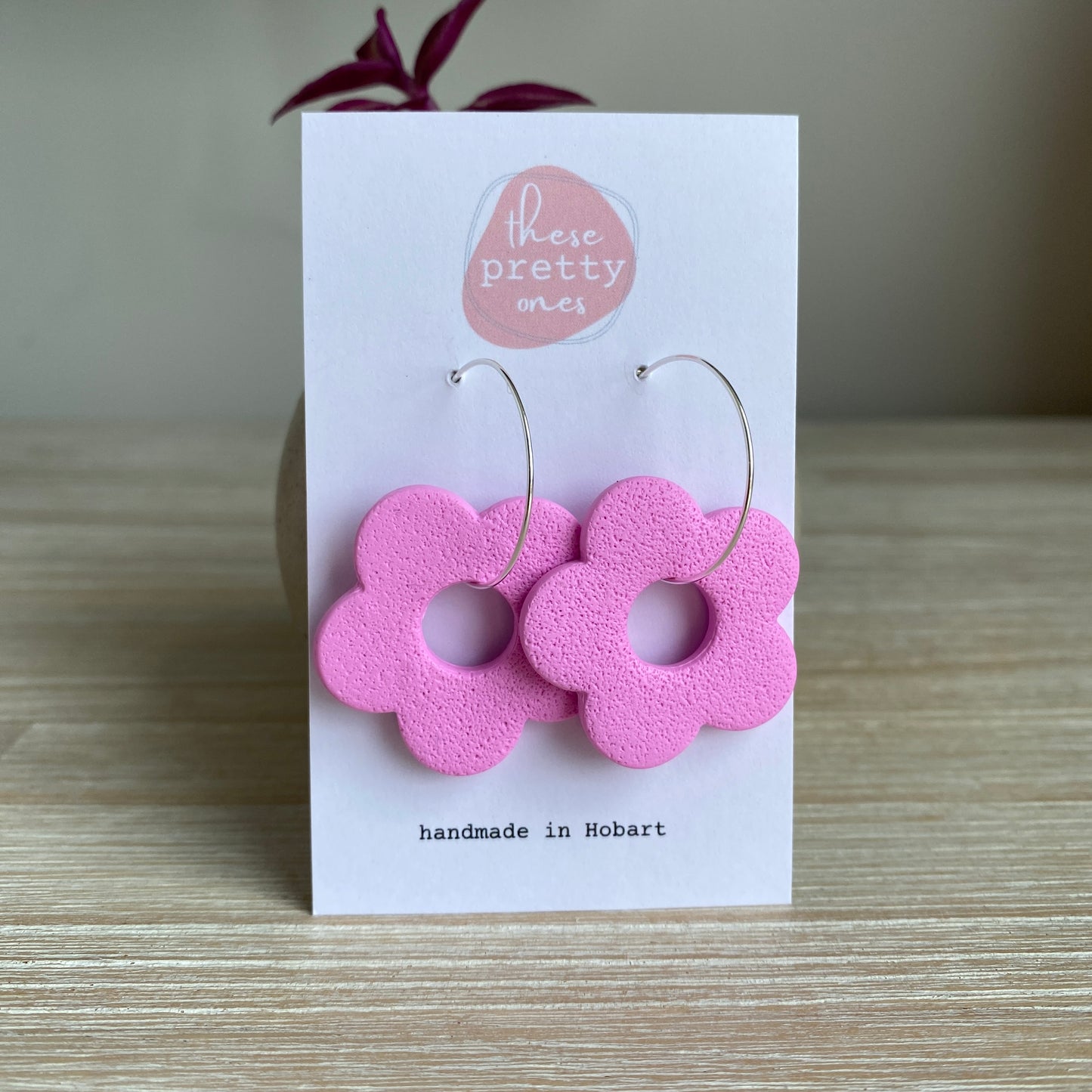 'Fuchsia Funk' Midi Dangles: Flower Donut Hoops