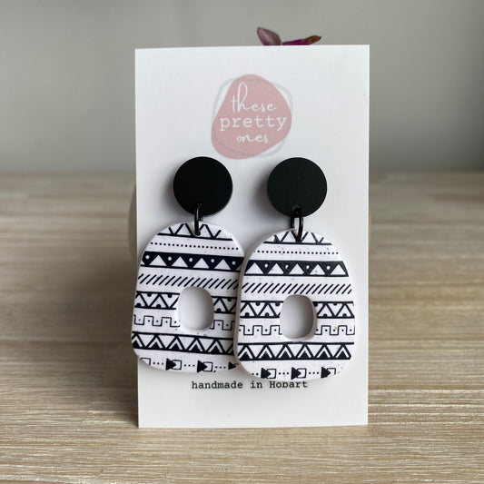 ‘Aztec’ Statement Dangles: Organic Wide Donuts