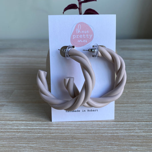 ‘Knot I' Statement Hoops: Oat - Large