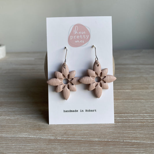 ‘Aztec Drops’ Midi Dangles: Beige