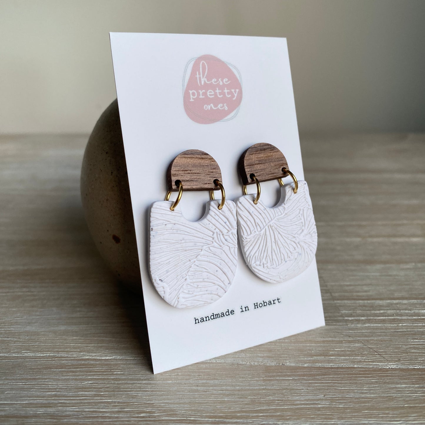 'Textured White Granite' Midi Dangles: Sienna