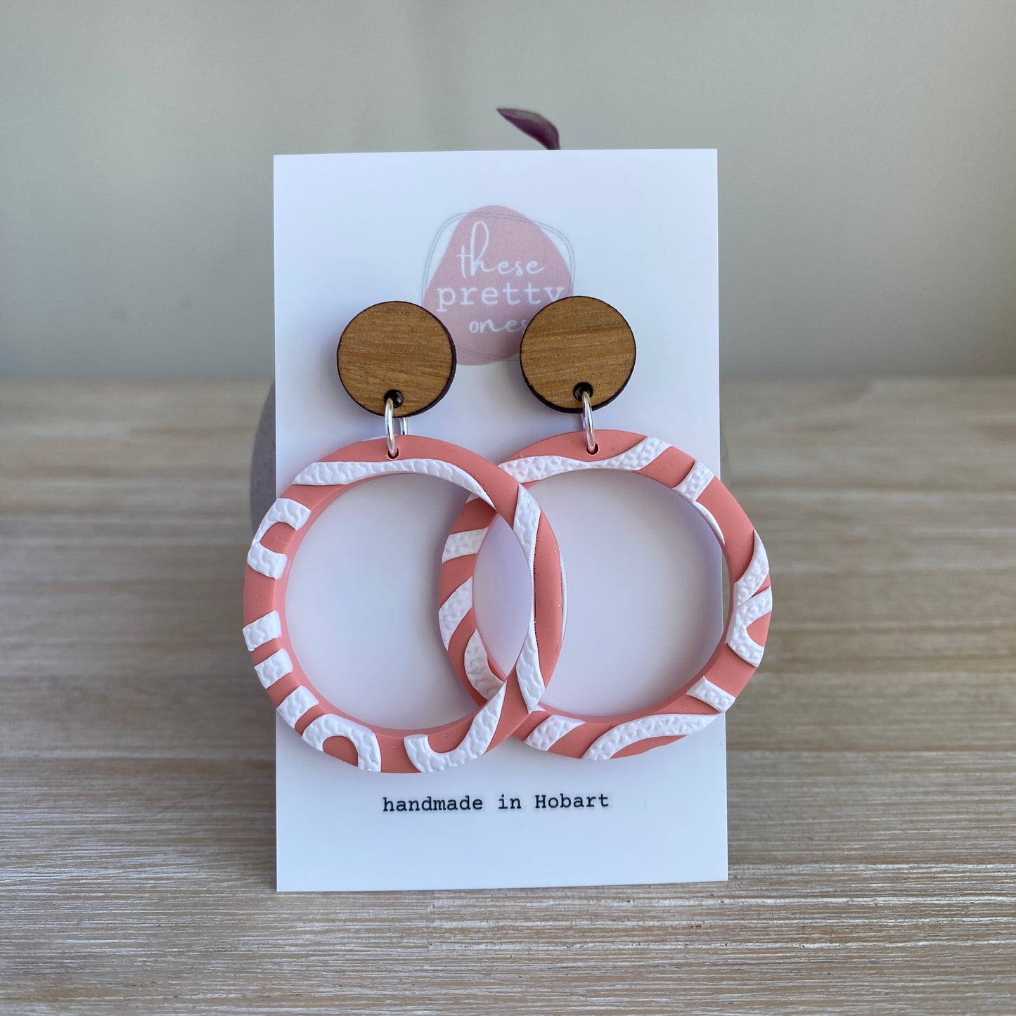 ‘Little Miss' Statement Dangles: Textured Apricot and Oak