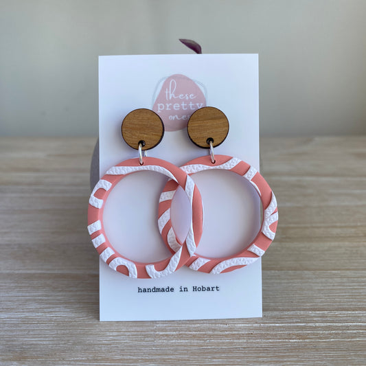 ‘Little Miss' Statement Dangles: Textured Apricot and Oak