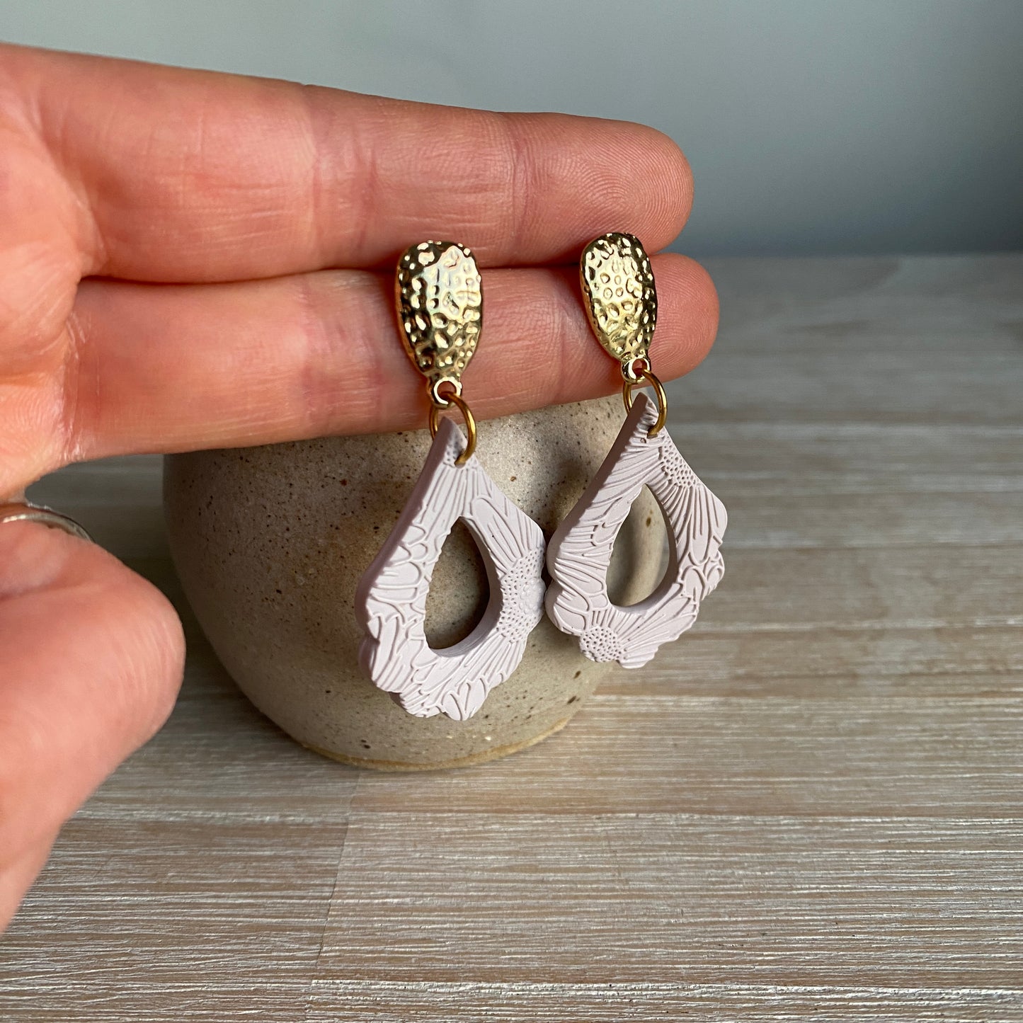 ‘Abby’ Midi Dangles: Light Taupe