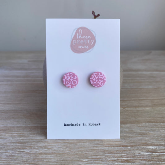 'Pink Leopard' Mini Studs: Round