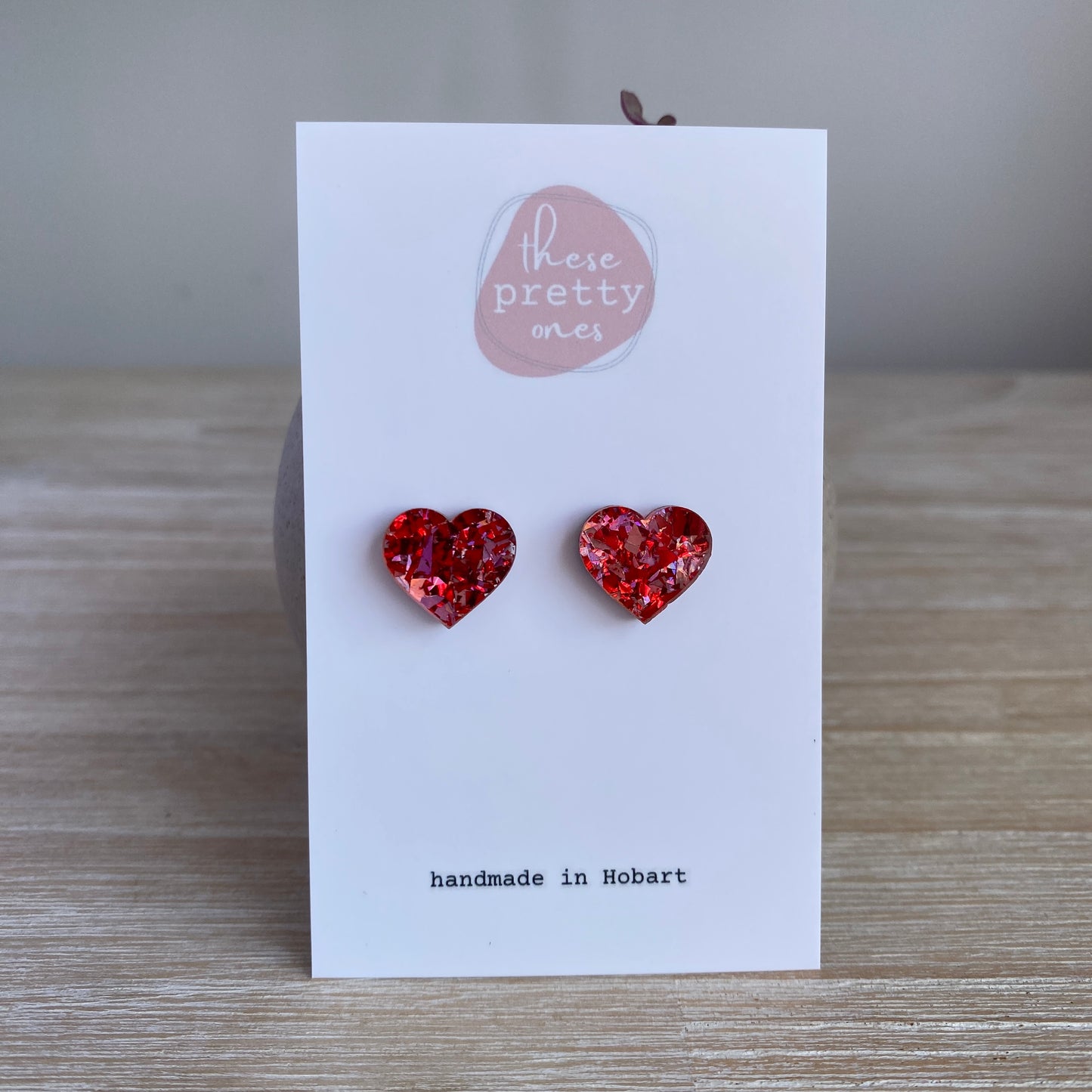 ‘Two Young Hearts’ Midi Studs: Glitter