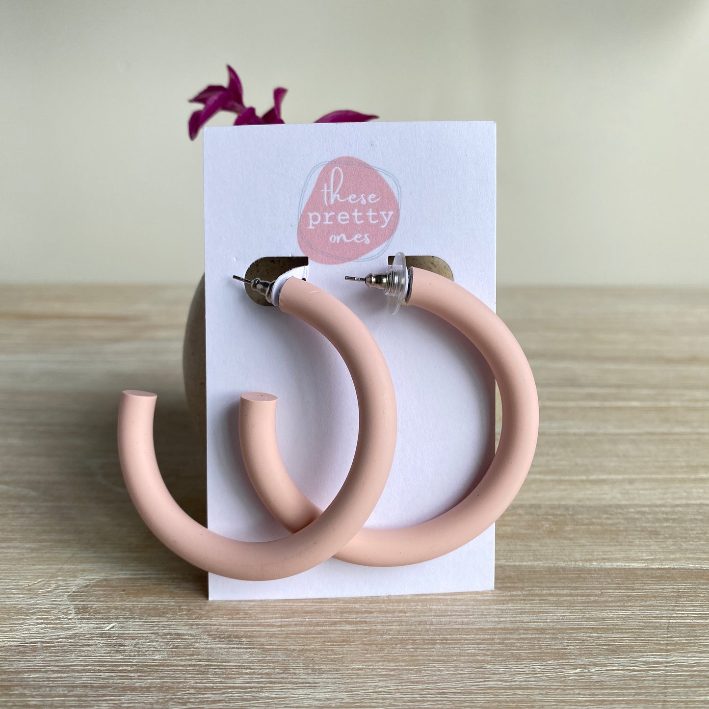 'Queen' Statement Hoops: Dusty Pink