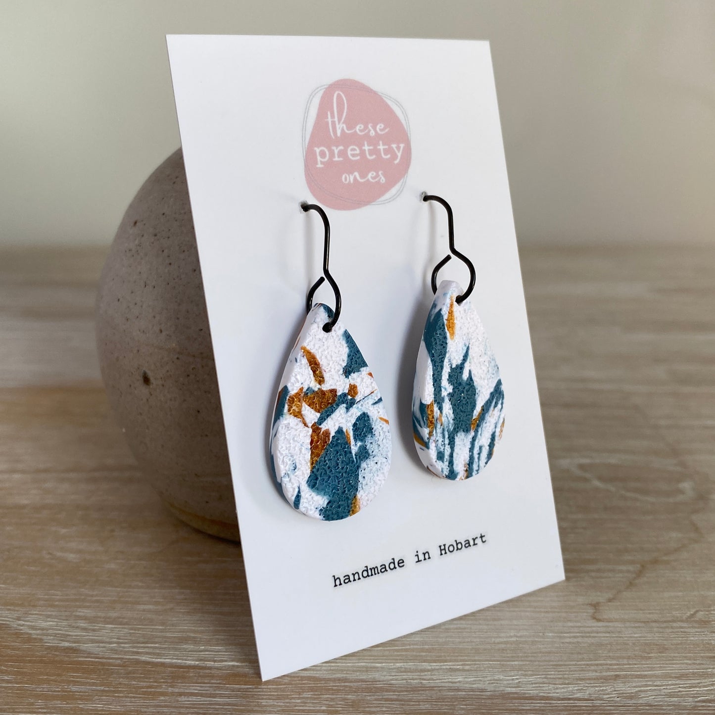 ‘Marble Day’ Midi Dangles: Teardrop