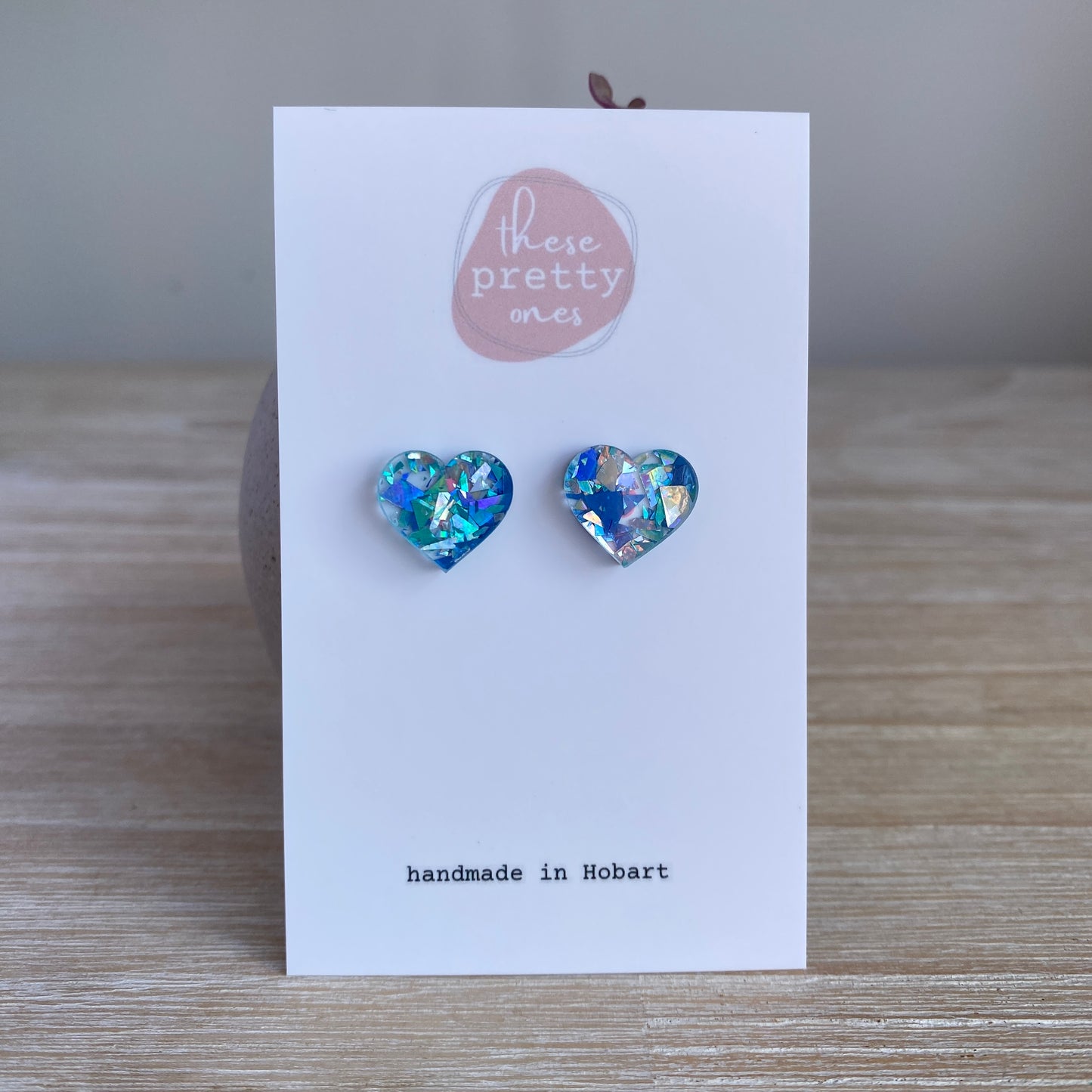 ‘Two Young Hearts’ Midi Studs: Glitter