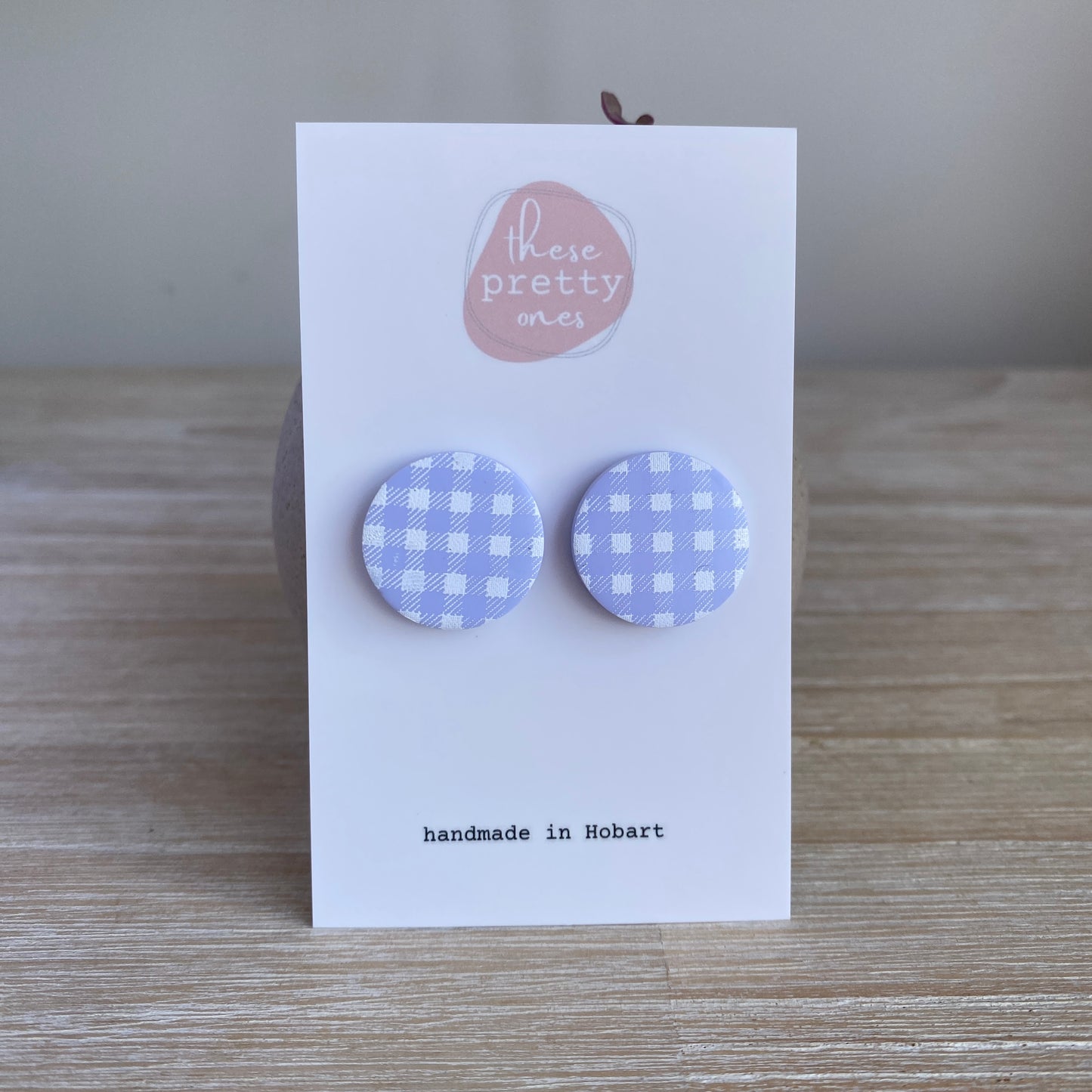'Lilac Gingham' Maxi Studs: Round
