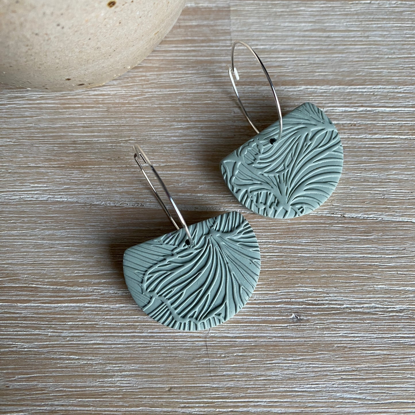 ‘Textured Sage' Midi Dangles: Ava
