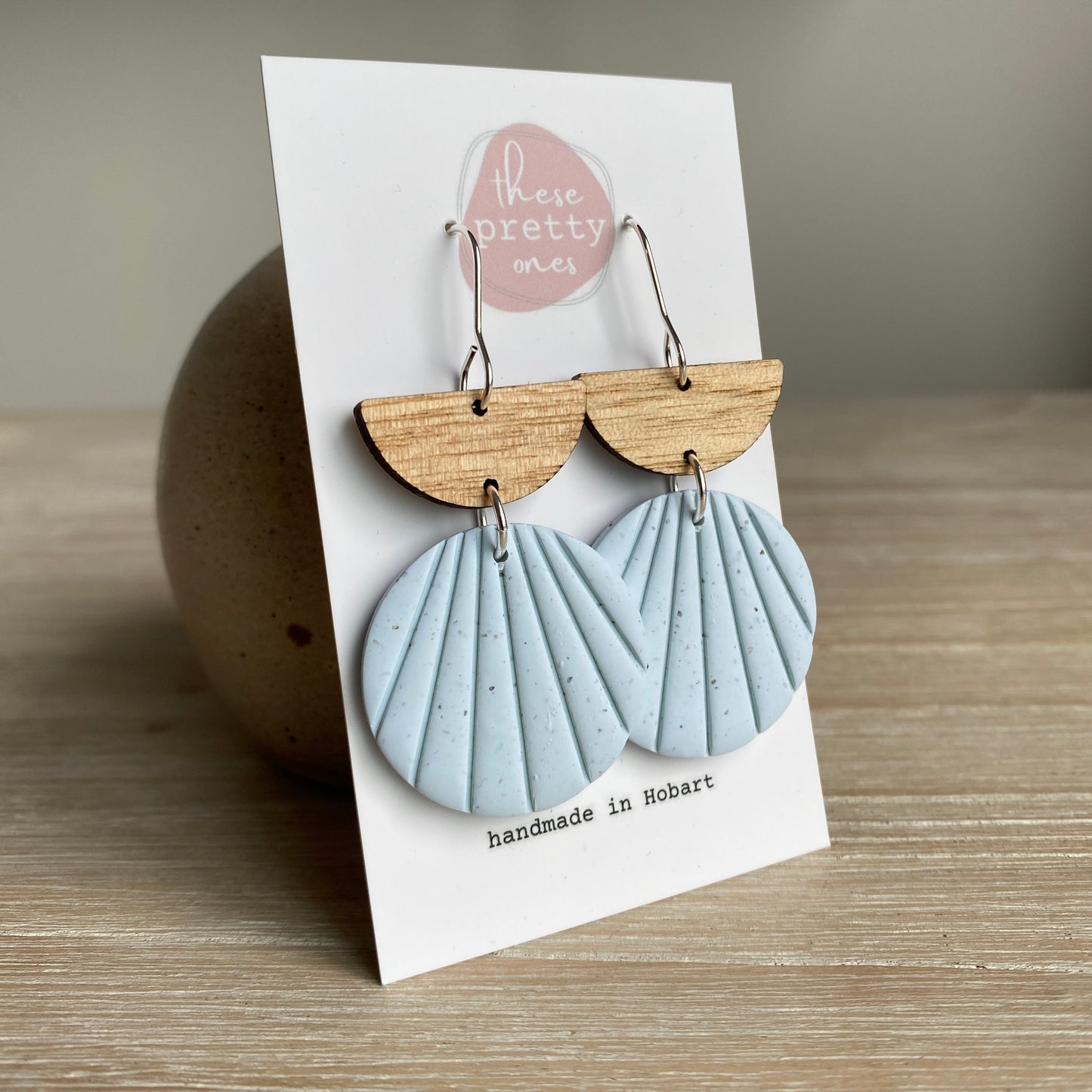 ‘Blue Speckle’ Statement Dangles: Hannah