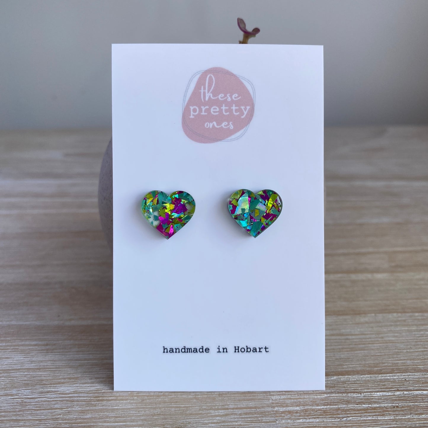 ‘Two Young Hearts’ Midi Studs: Glitter