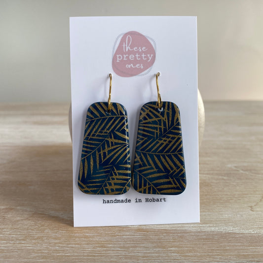'Navy Jungle' Statement Dangles: Hooks