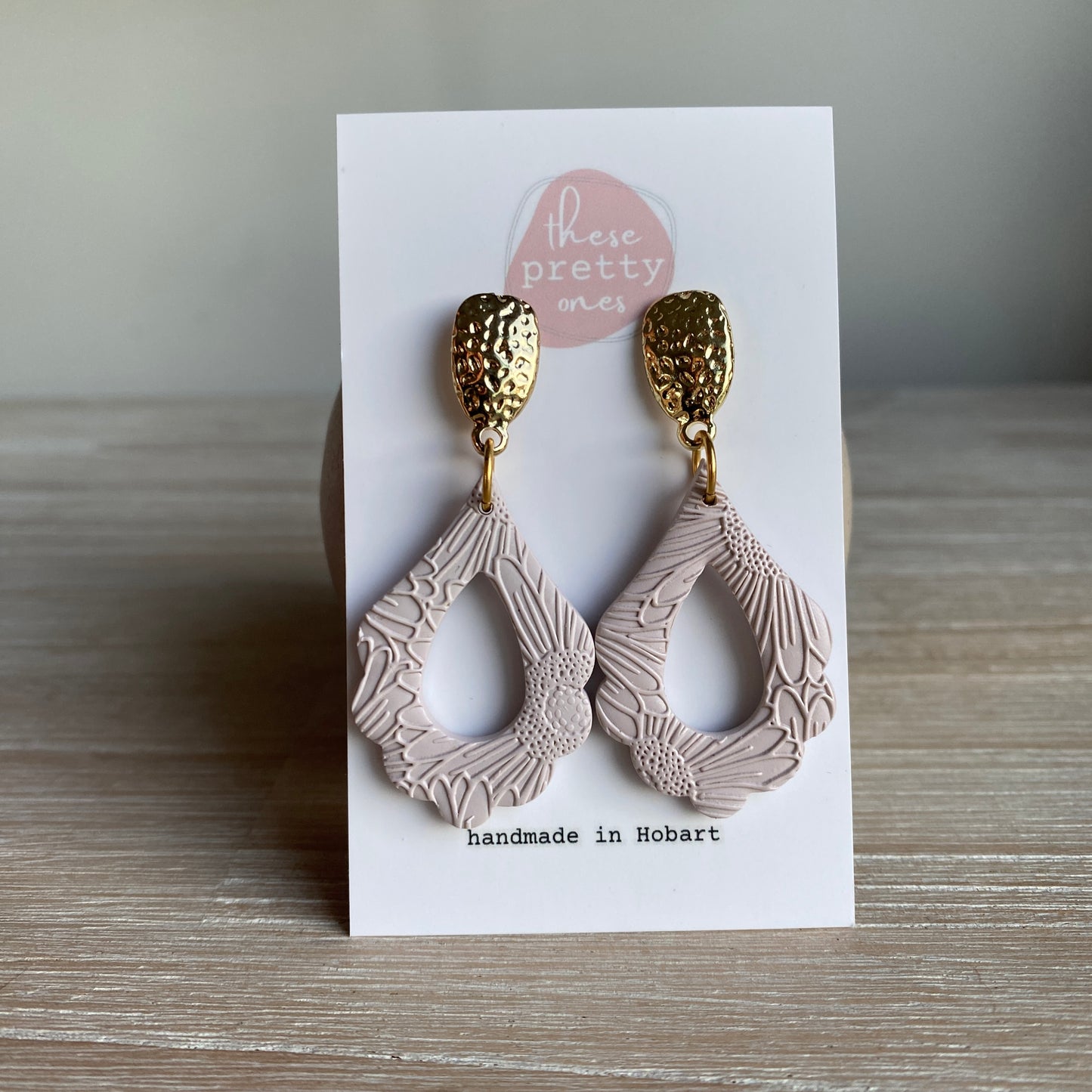 ‘Abby’ Midi Dangles: Light Taupe