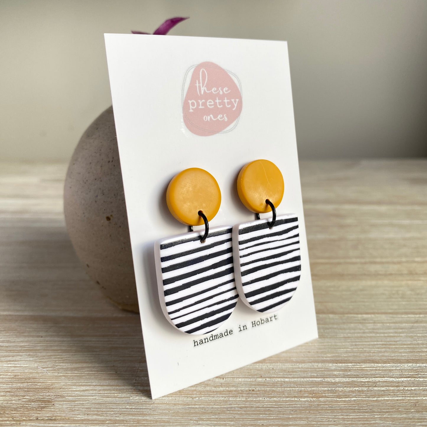 'Hey Stripe' Midi Dangles: Mia in Mustard