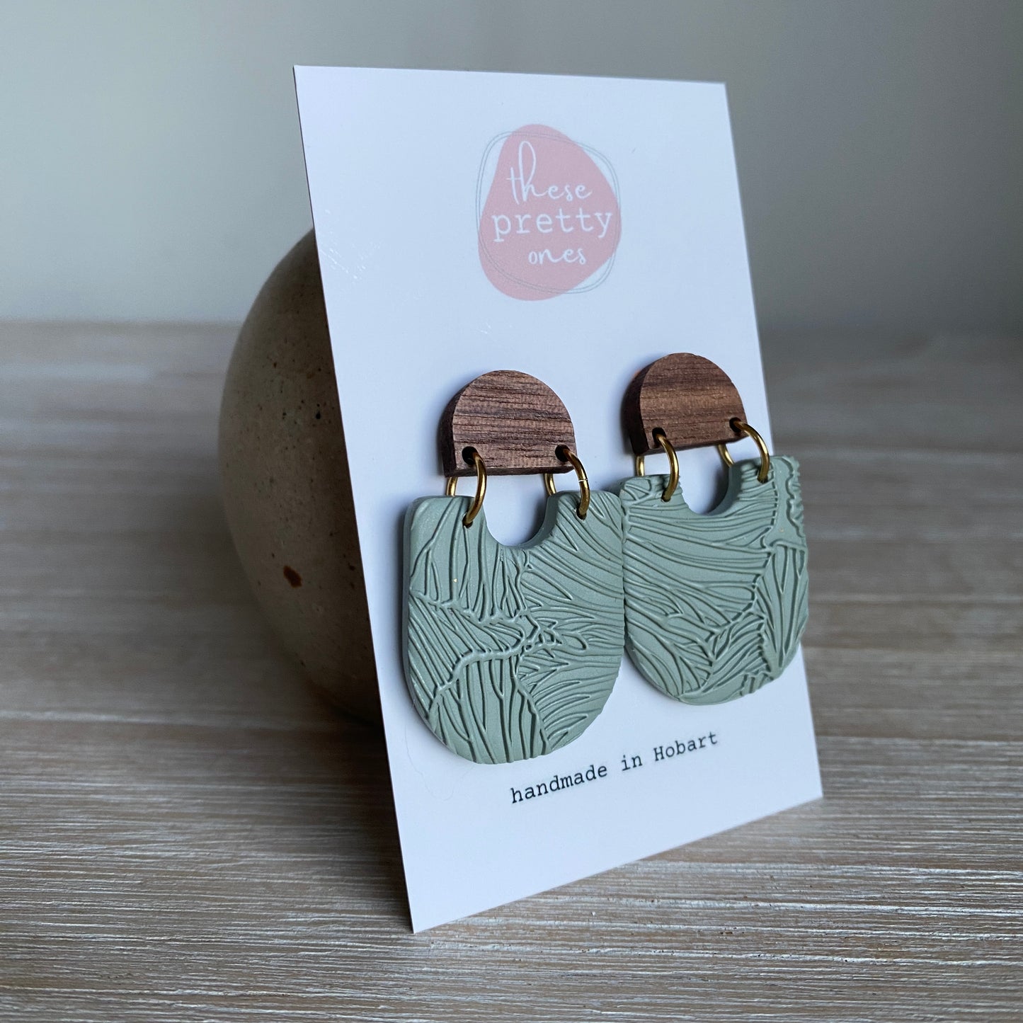 'Textured Sage' Midi Dangles: Sienna