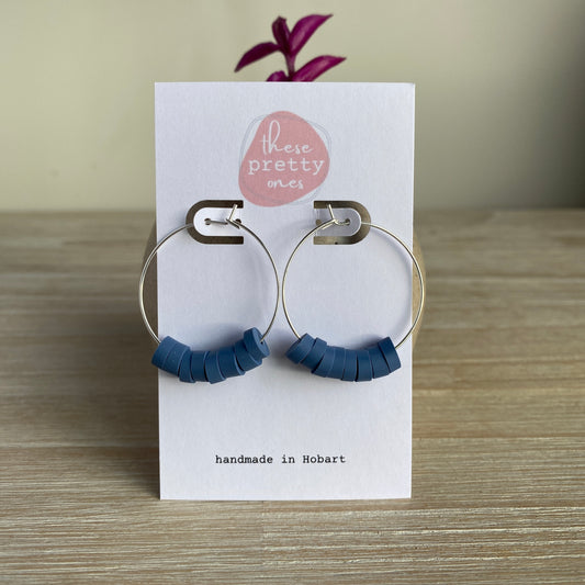 ‘Gabby’ Midi Hoops: Denim Blue