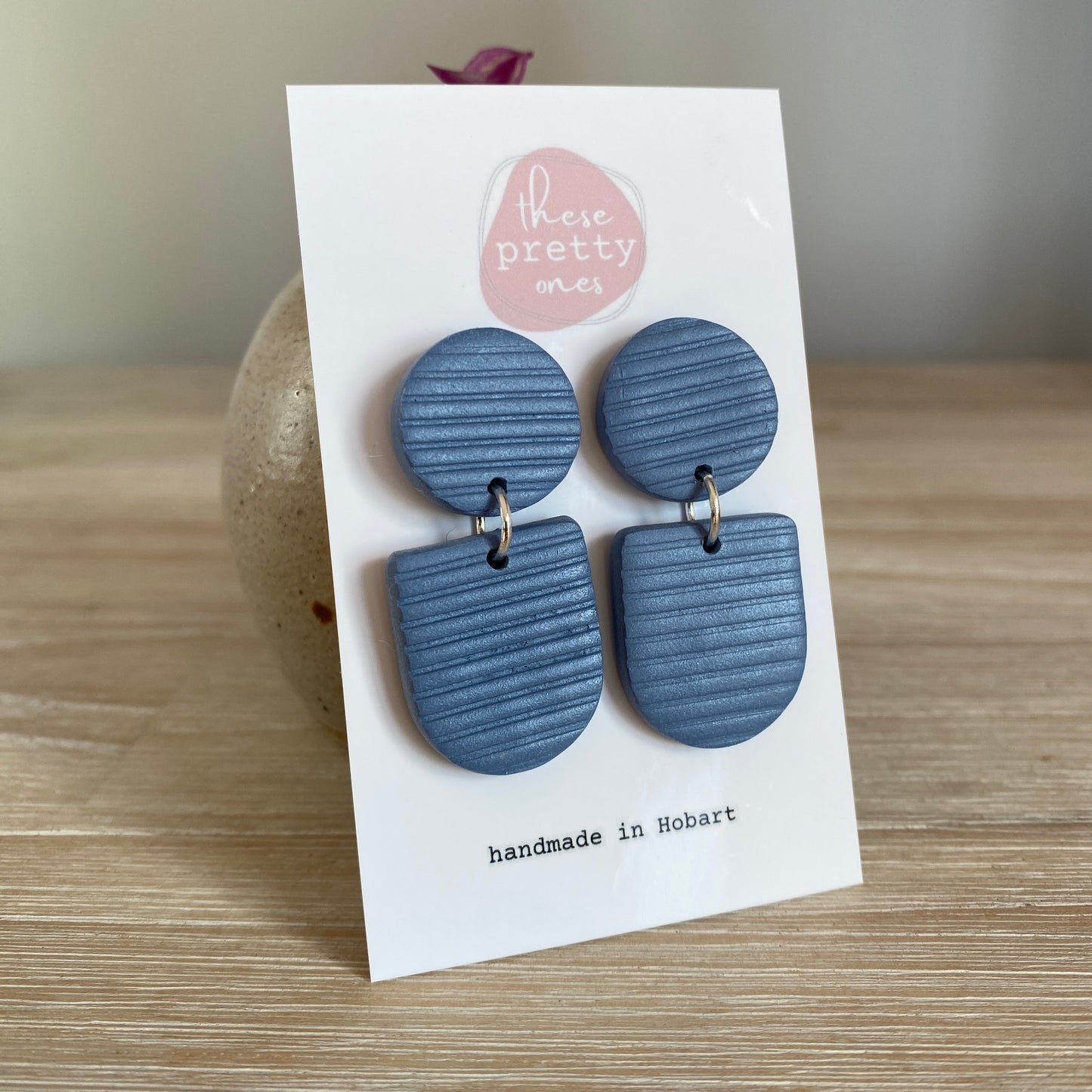 ‘Lines’ Midi Dangles: Stone Blue In Frankie style