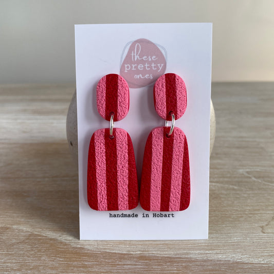 'Long Lunch' Statement Dangles: Pink and Red