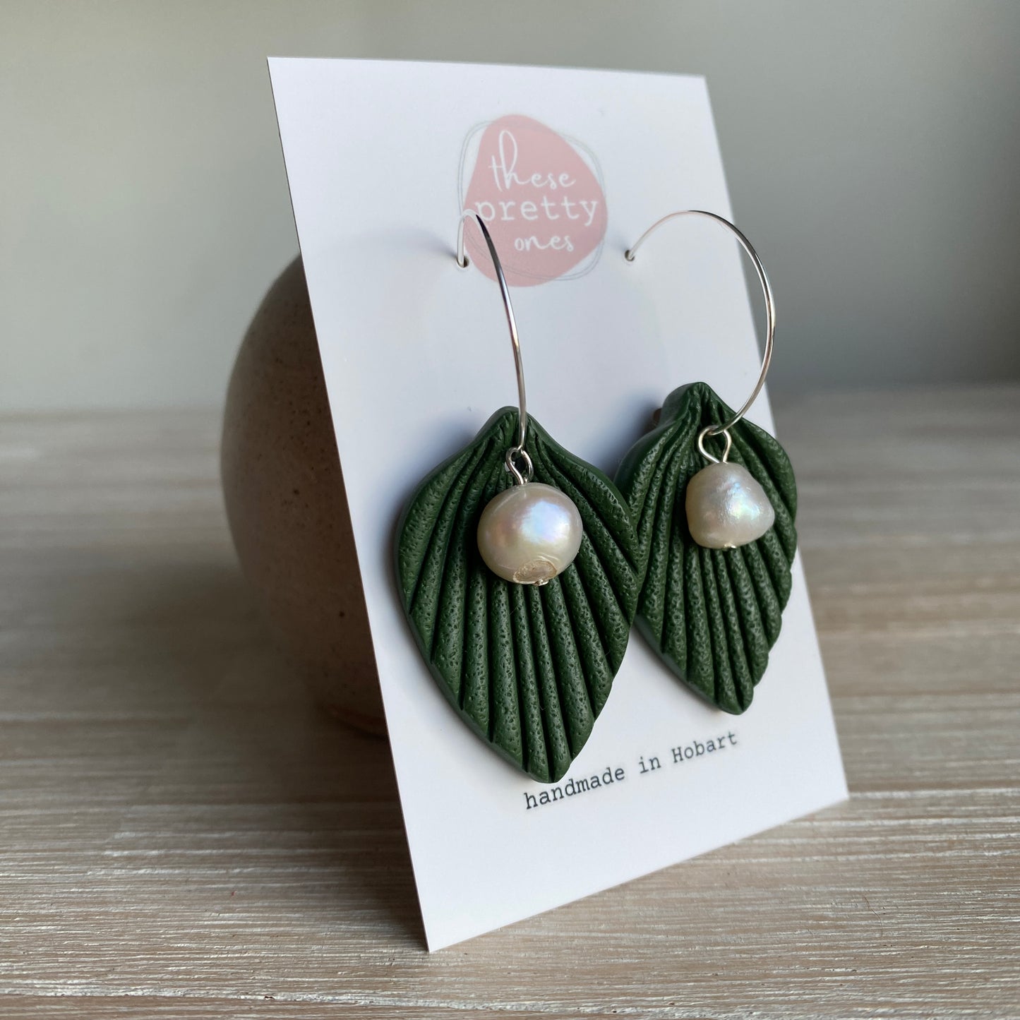 ‘Leaf drop’ Midi Dangles: Olive