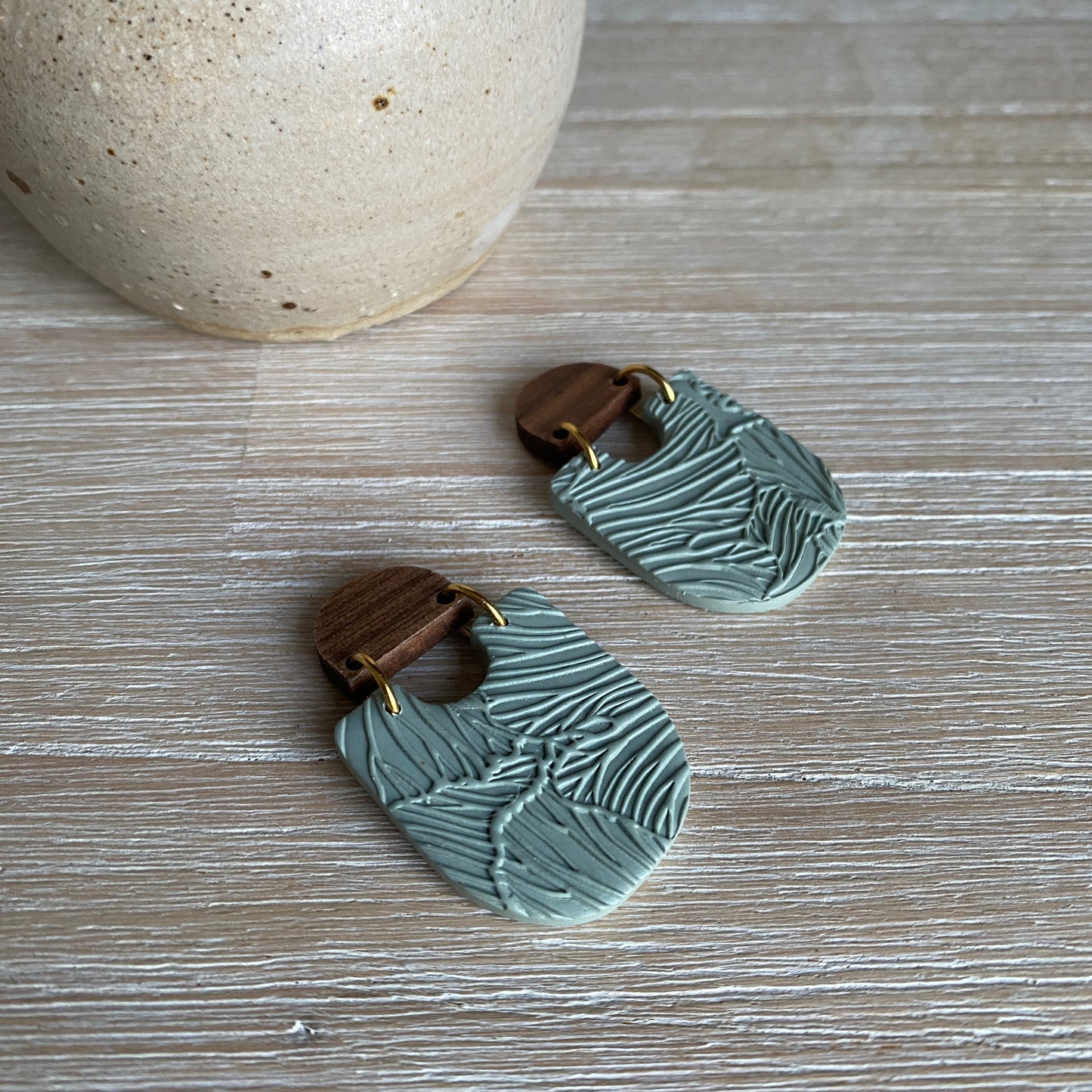 'Textured Sage' Midi Dangles: Sienna