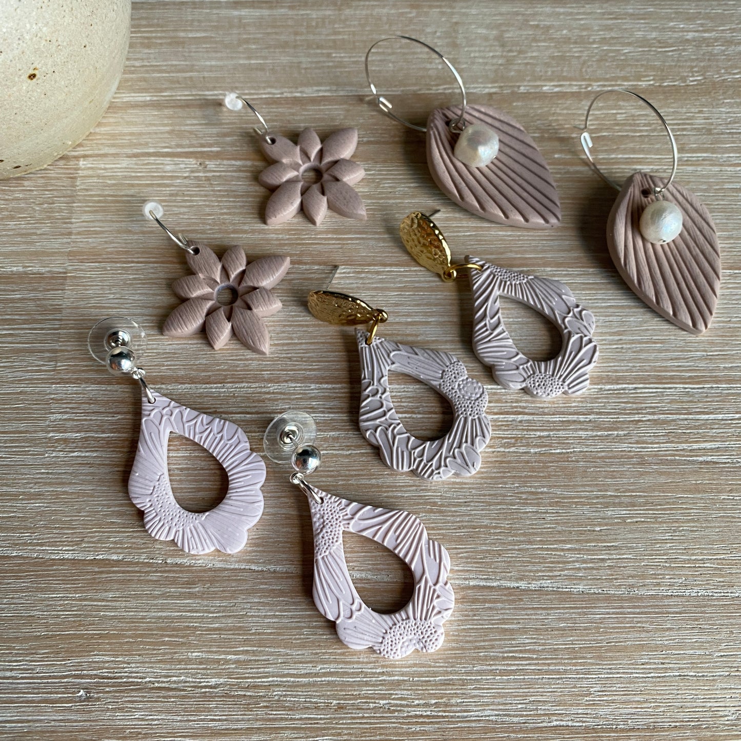 ‘Abby’ Midi Dangles: Light Taupe