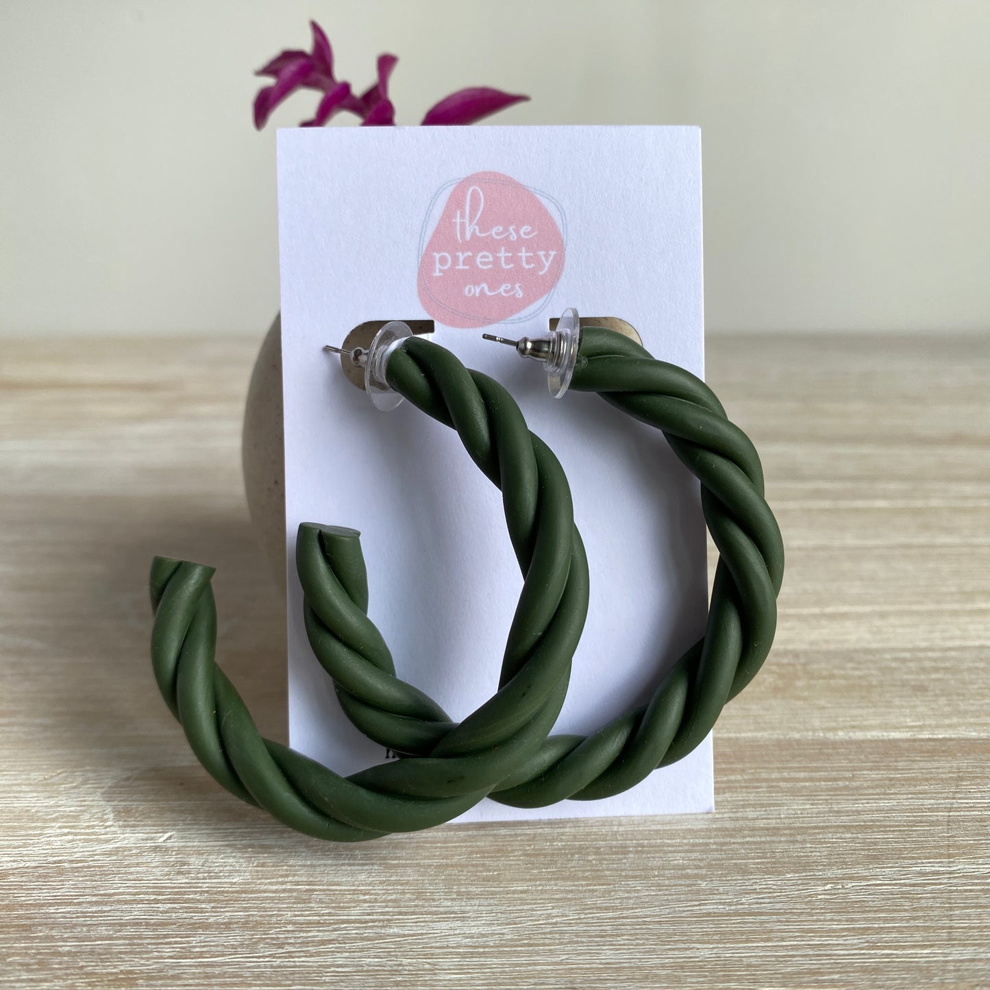 ‘Knot I' Statement Hoops: Olive - Large