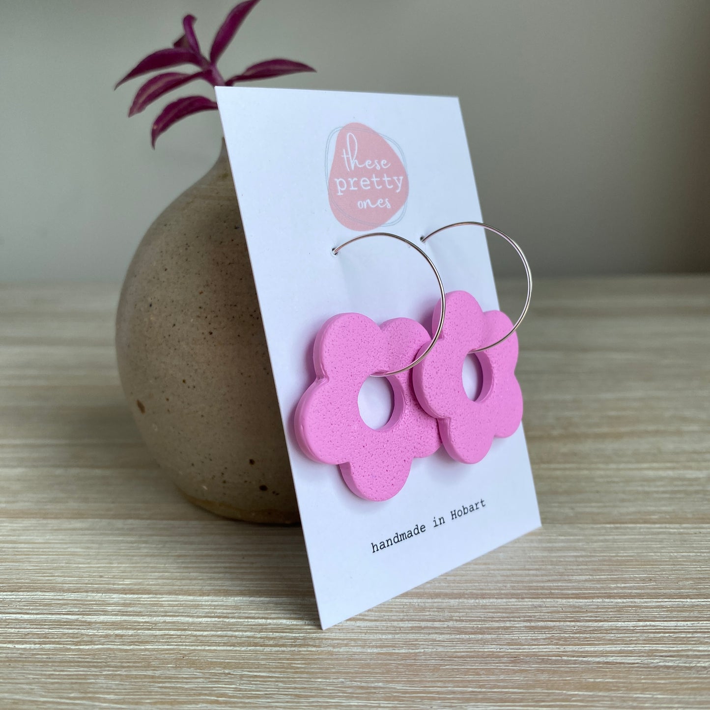 'Fuchsia Funk' Midi Dangles: Flower Donut Hoops