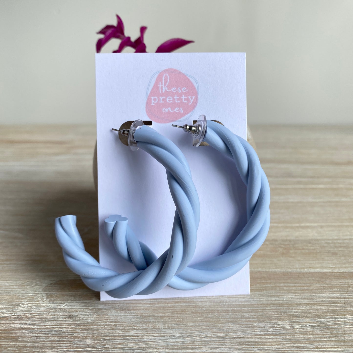 ‘Knot I' Statement Hoops: Dusty Blue - Large