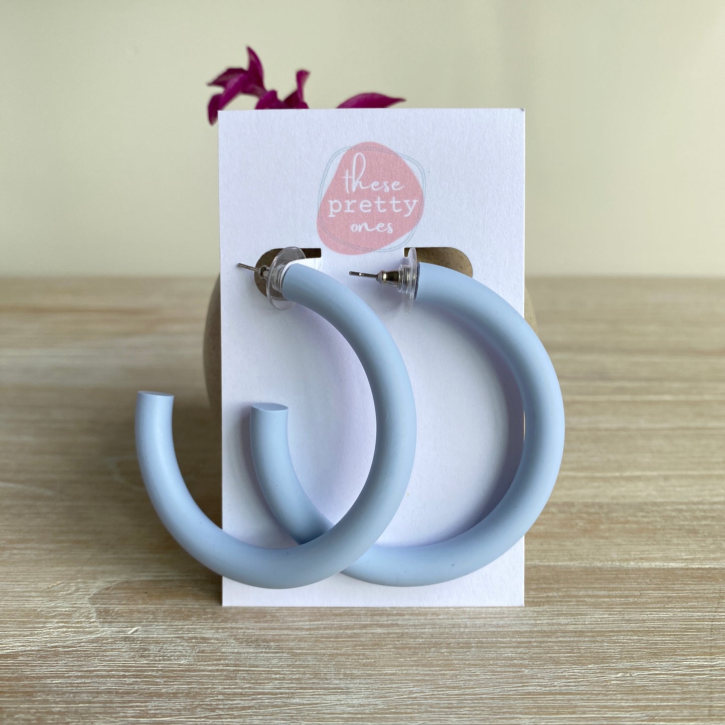 'Queen' Statement Hoops: Dusty Blue