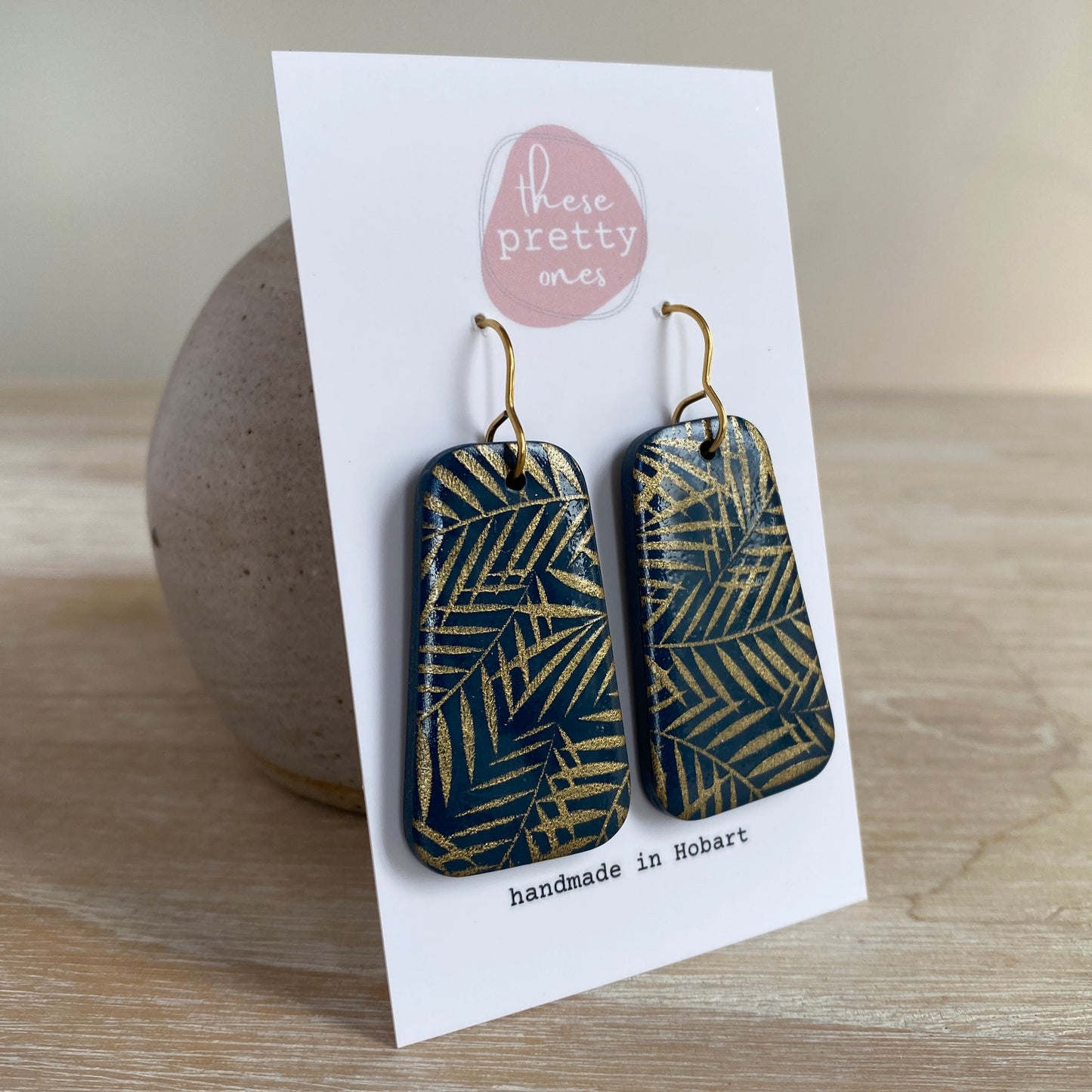 'Navy Jungle' Statement Dangles: Hooks