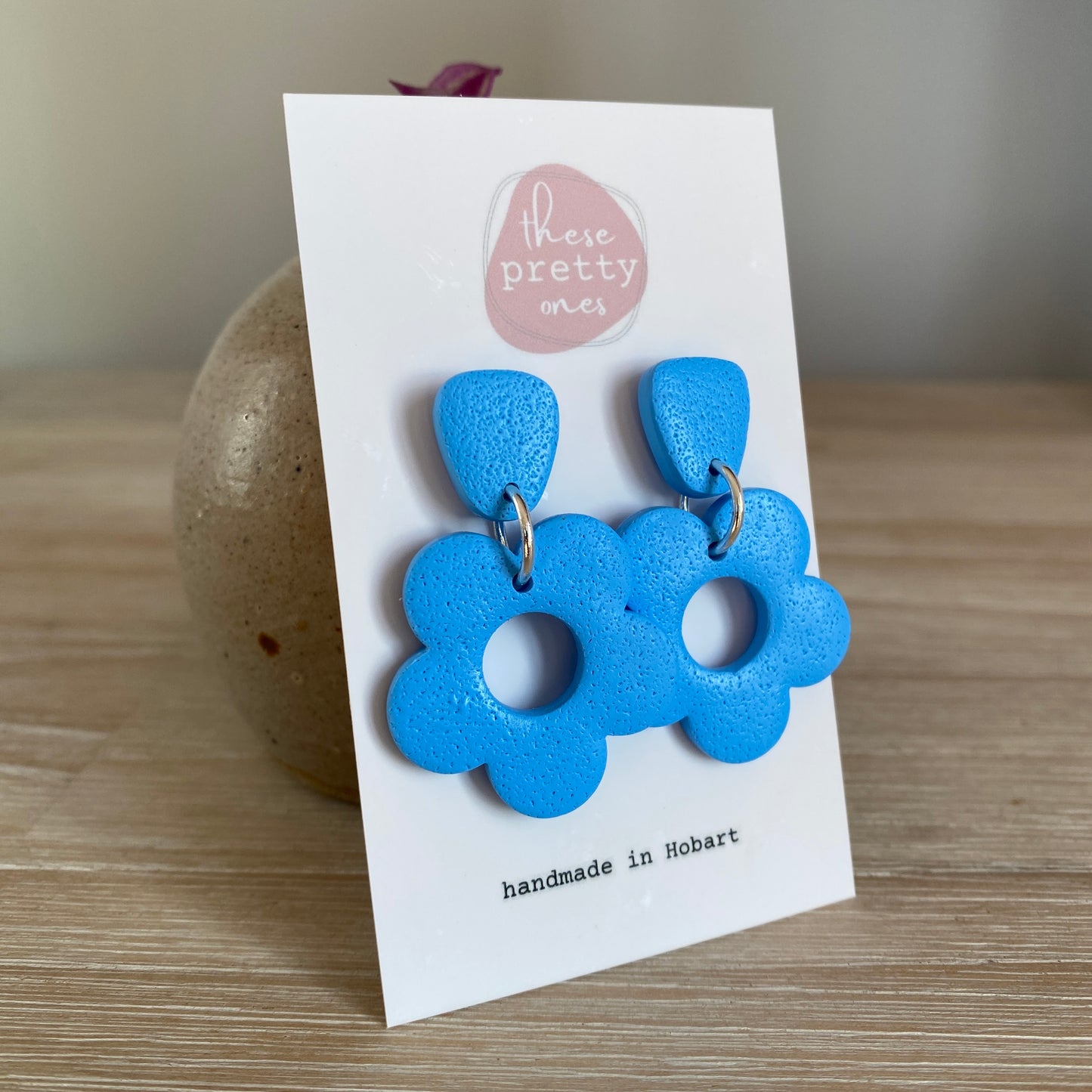 'Sky Blue' Midi Dangles: Flower Donuts