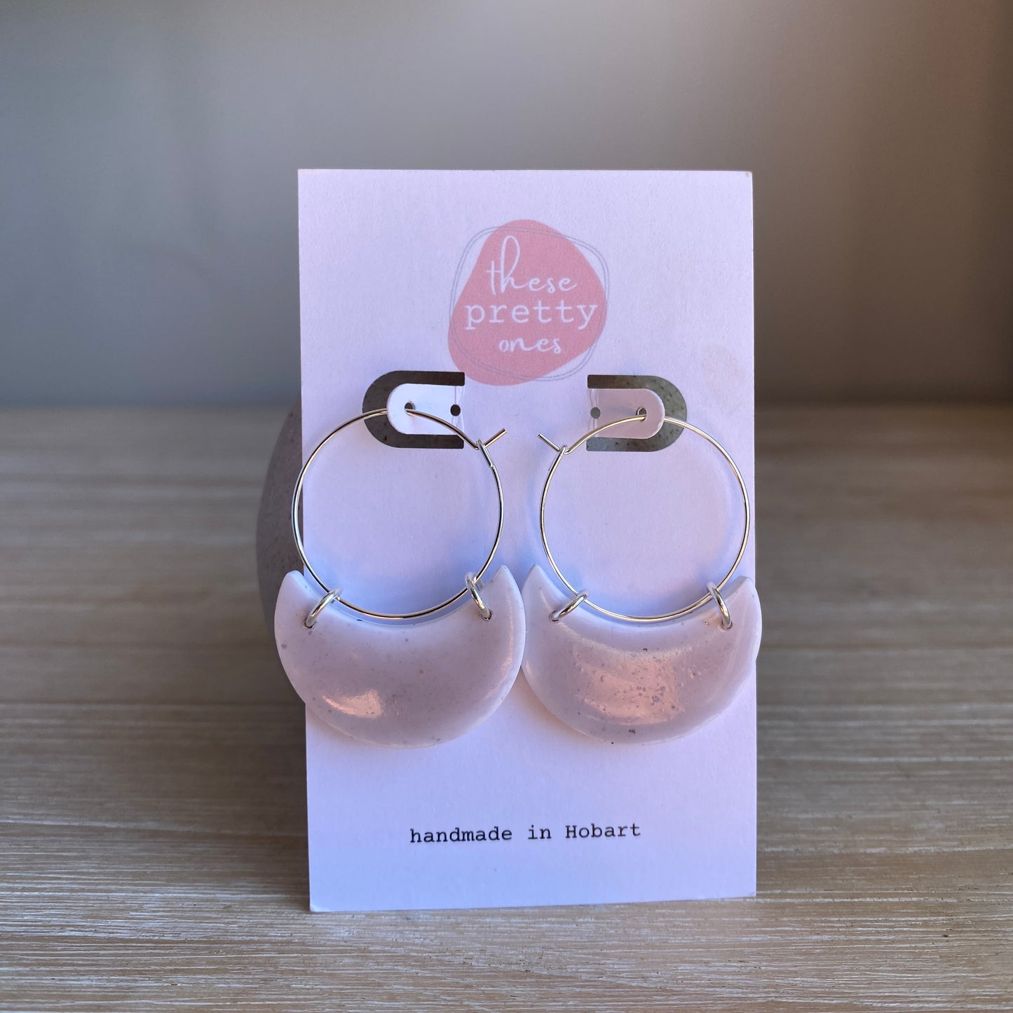 'Moon Hoops' Dangles: Gloss Taupe