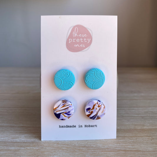 Stud Pack: Turquoise / Violet Marble